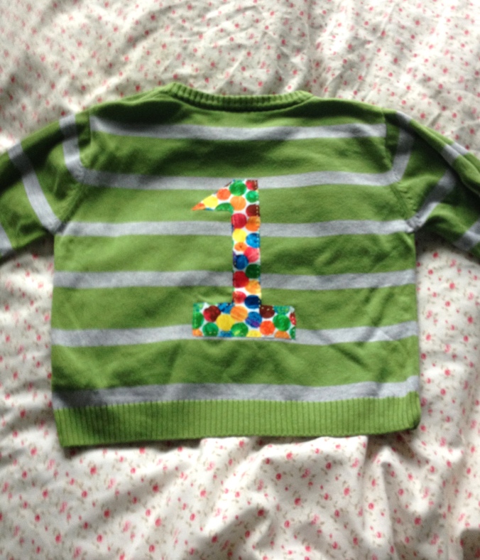 Back of upcycled baby jumper